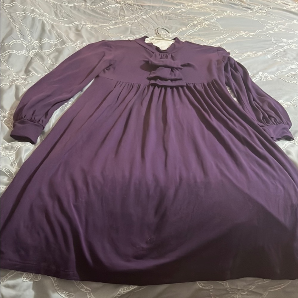 Elegant Purple Long-Sleeve Dress